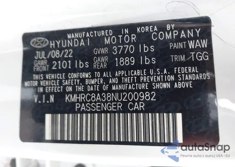 2022 Hyundai Venue Sel из США, поврежденный, VIN KMHRC8A38NU200982